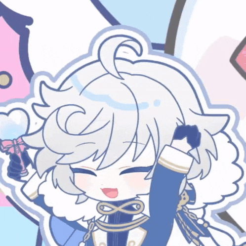 a drawing of a girl with white hair holding a pink heart