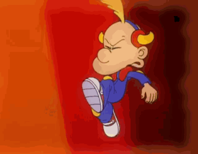 a cartoon character is flying through the air with a laser coming out of his eyes .