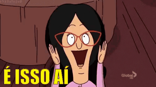 a cartoon character from bob 's burgers is making a surprised face and says e isso ai