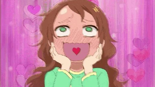 a cartoon girl is making a funny face with her mouth open