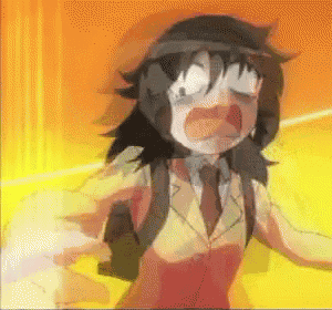 a cartoon of a girl with a backpack is screaming