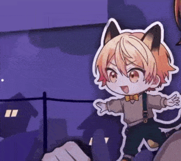 a close up of a cartoon character with cat ears .
