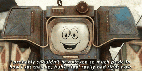 a robot with a smiling face and the words i probably shouldn 't have taken so much pride