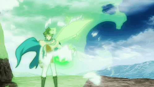 a drawing of a person with a green sword in their hand