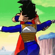 a cartoon of a man holding another man 's head in his arms .