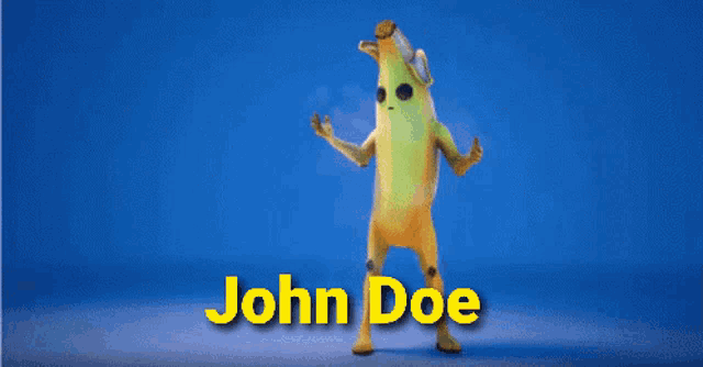 a cartoon character with the name john doe written on it