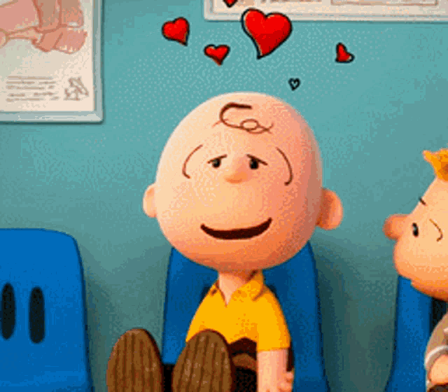 charlie brown and snoopy are sitting in blue chairs