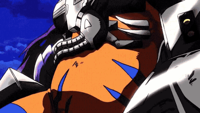a cartoon drawing of a robot with a blue stripe on its chest