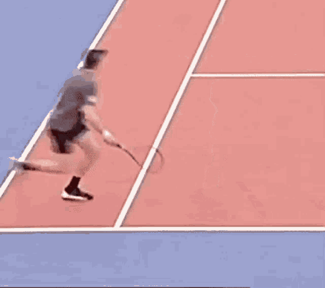 a man holding a tennis racquet on a tennis court