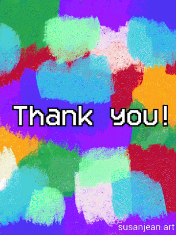 a colorful background with the words " thank you " on it