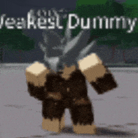 a cartoon character with a sword on his head is standing on a street in a video game .