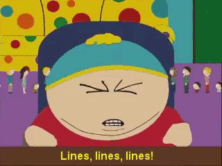 a cartoon character with the words lines lines lines