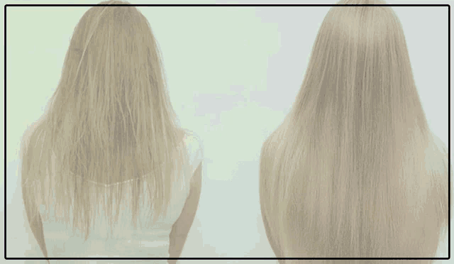 an ad for extensions for thin hair shows a before and after photo