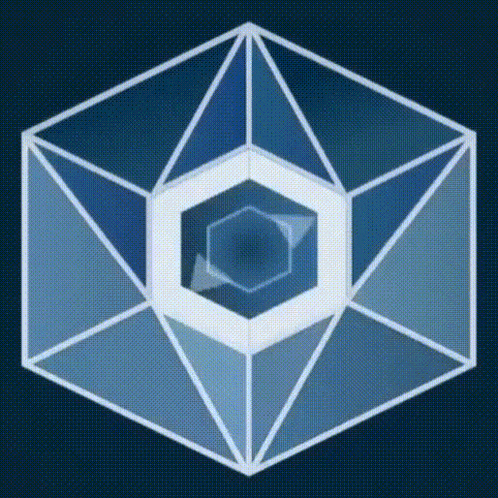 a blue and white geometric shape with a white center