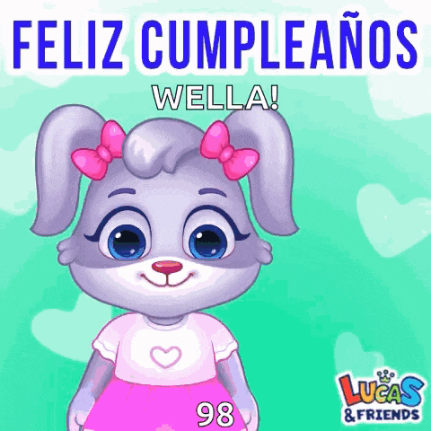 a lucas and friends greeting card with a bunny girl