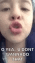 a close up of a person making a funny face with their lips .