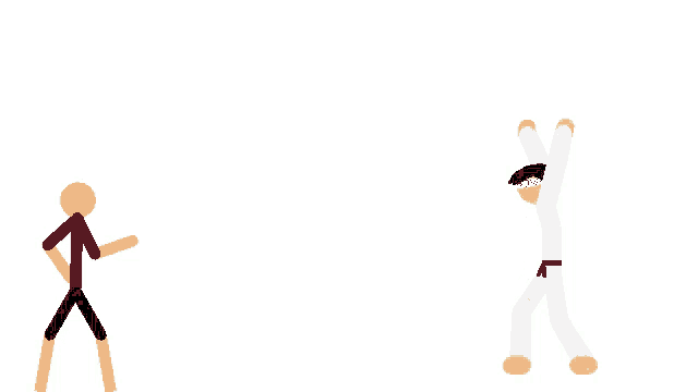 a cartoon of a man in a red shirt and a man in a white suit