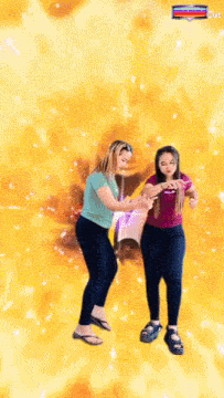 two women are dancing in front of an eagle and the word music