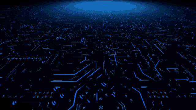 a dark blue background with a glowing light in the center