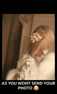 a woman in a wedding dress is covering her face with her hand and a caption that says as you wont send your photo