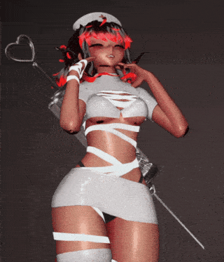 a 3d model of a nurse with a heart shaped wand