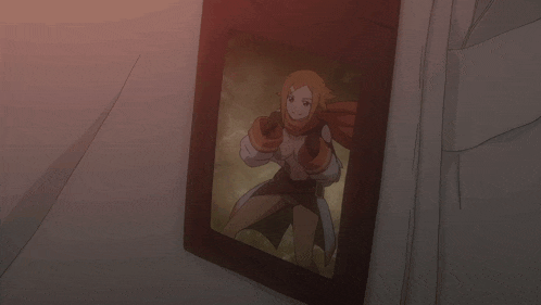 a picture of a girl with a scarf around her head is hanging on a wall