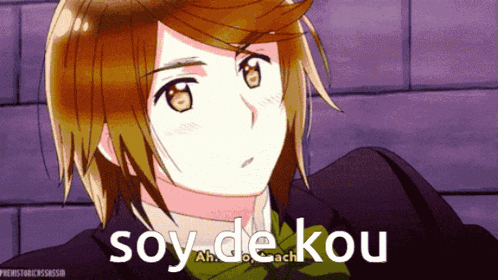 a picture of a boy with the words soy de kou on the bottom
