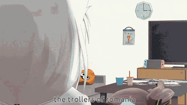 a cartoon of a room with the words the trollers of romania on the bottom