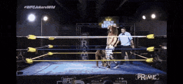a man in a wrestling ring with a sign that says royalty palms
