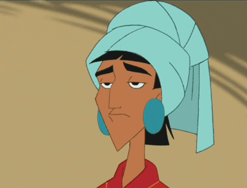 a cartoon character with a turban on his head and earrings