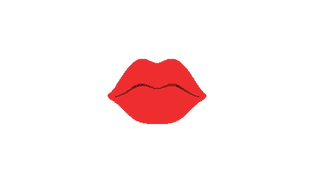 a close up of a woman 's red lips with a black outline
