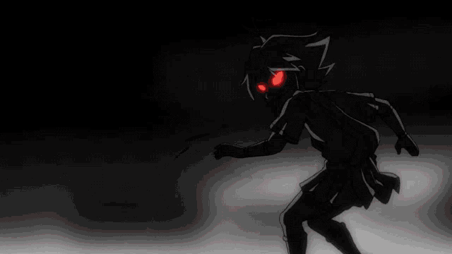 a person with red eyes is kicking a red ball