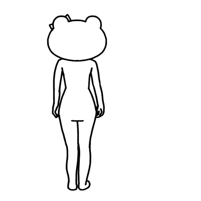 a black and white drawing of a bear with a bow on its head giving a thumbs up