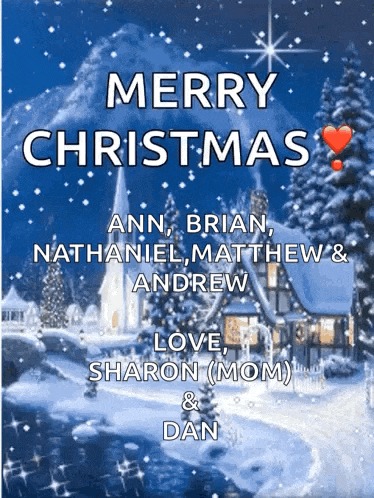 a merry christmas card for ann brian nathaniel matthew andrew love sharon mom dan