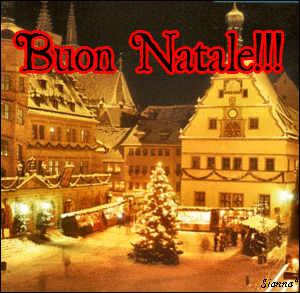 a picture of a christmas scene with the words buon natale written in red