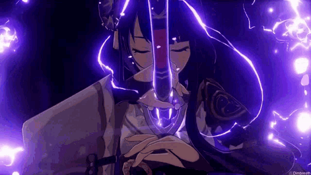 a woman in a kimono is holding a sword in her hand in a dark room .