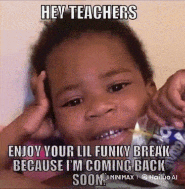 a child is holding a bag of chips and says hey teachers