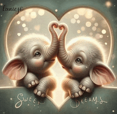 two elephants making a heart with their trunks