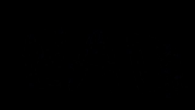 a cartoon drawing of a cat and a rabbit with the letters ea on their heads