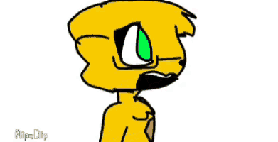 a cartoon of a yellow dog and a blue dog with a red star on their head .