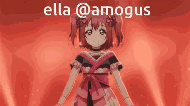 a picture of a girl with the words ella @amogus written above her
