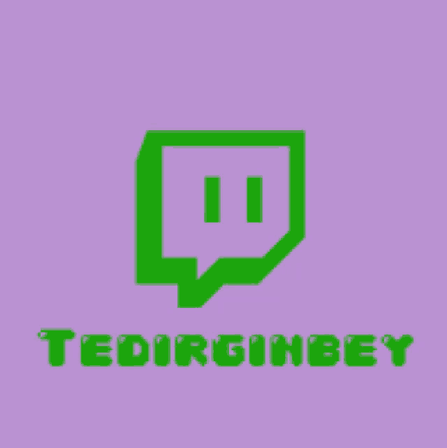 a green twitch logo on a purple background with the name tedirginbey