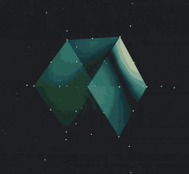a black background with a green cube in the center