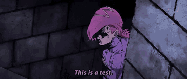 a cartoon character says this is a test in a dark room .