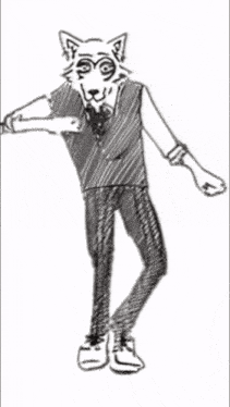 a black and white drawing of a cat in a vest and tie
