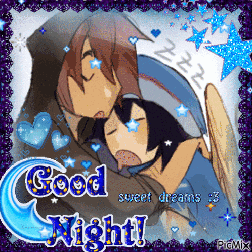 a good night greeting card with a couple sleeping