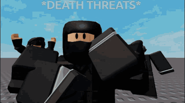 a picture of a ninja with the words death threats on the bottom
