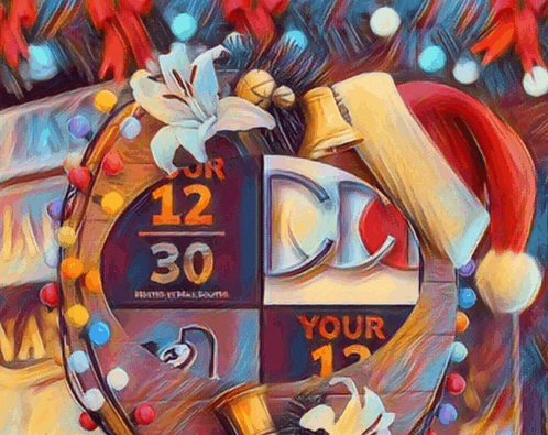 a painting of a circle with the number 12 and 30 on it