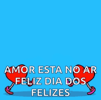 a red heart is floating in the air with the words amor esta no ar feliz dia dos felizes