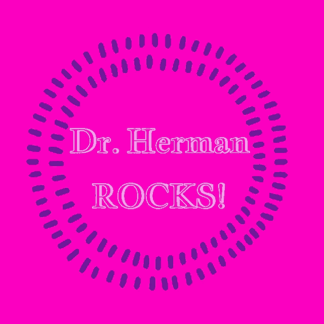 a pink background with the words dr. herman rocks